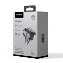 Ugreen Nexode 45 W GaN-snabbladdare med utdragbar USB-C-kabel 45 W