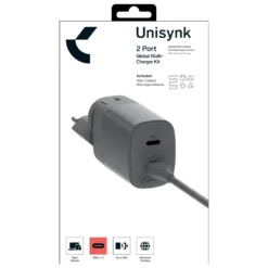Unisynk Kompakt 2-ports rese-laddare – 35 W