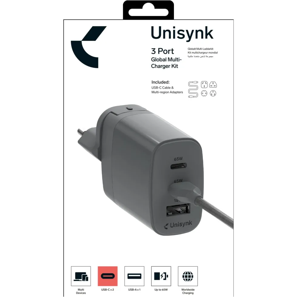 Unisynk 3-portars rese-multiladdare 65W