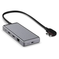 Unisynk 10-portars USB-C-hubb för dubbla skärmar för Mac Grå
