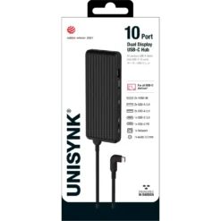 Unisynk USB-C-Hubb 10 portar för dubbla skärmar Windows
