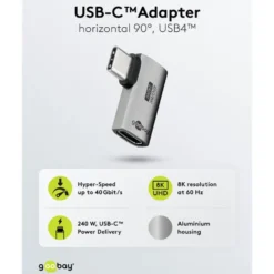 USB-C-adapter med 90° horisontell vinkel – USB4