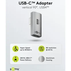 USB-C-vinkeladapter 90° med USB4-stöd