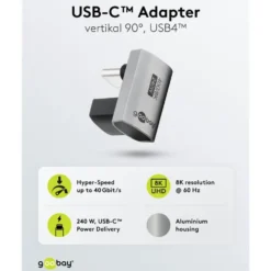 USB-C-vinkeladapter 90° med USB4-stöd