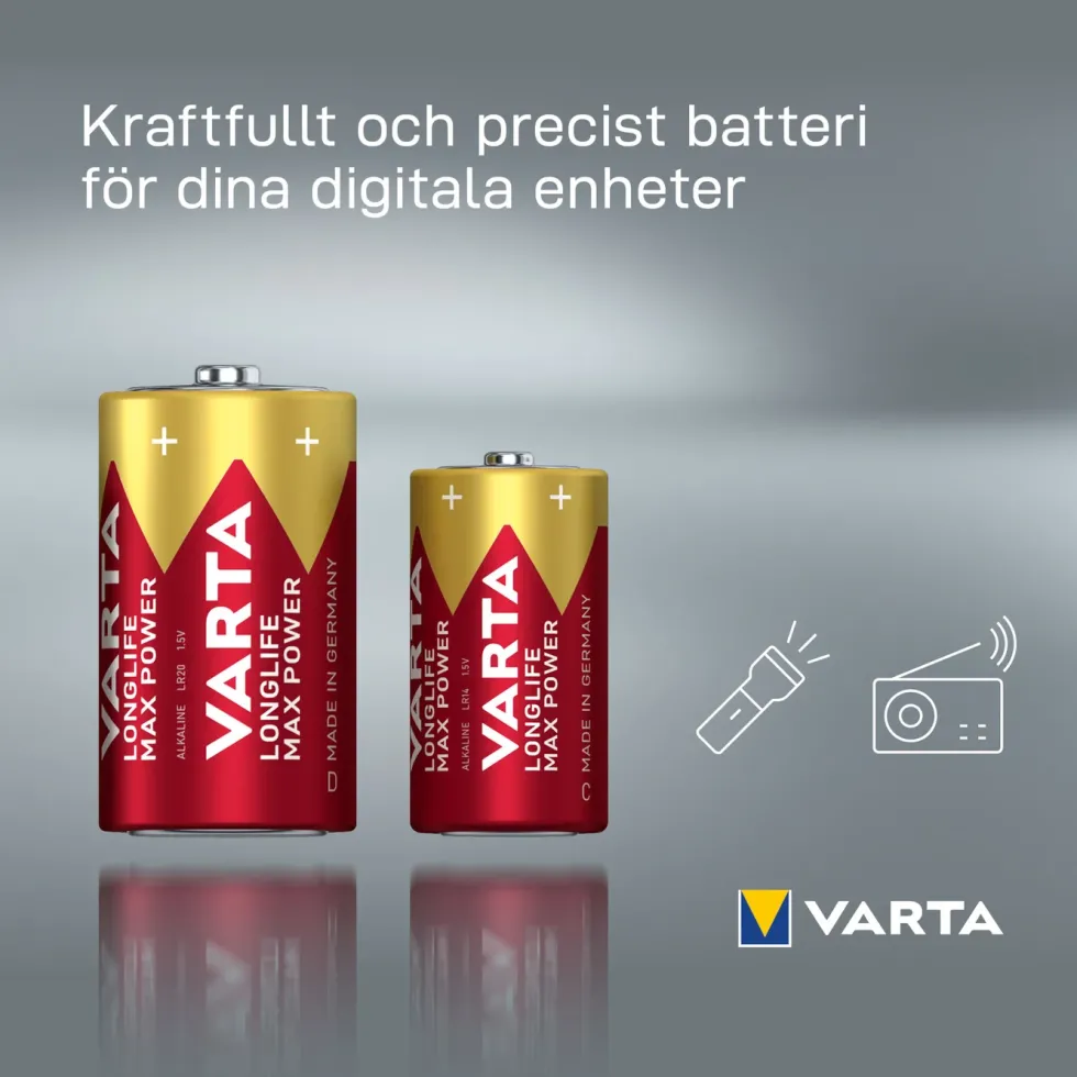 Varta Longlife Max Power C-batterier 2-pack