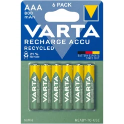 Varta Recharge Recycled AAA-batterier 800 mAh 6-pack