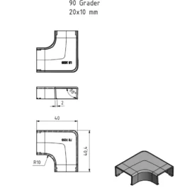 Vinkel för kabelkanal 20x10 mm