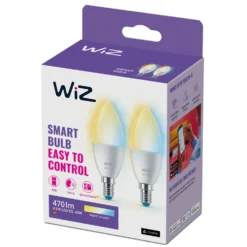 WiZ C37 Smart LED-lampa E14 470 lm 2-pack