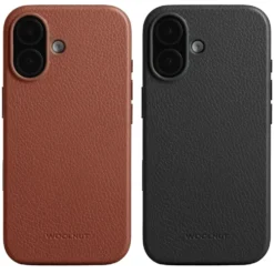WOOLNUT Läderfodral för iPhone 17 Cognac