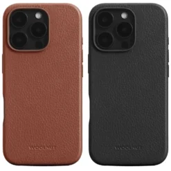 WOOLNUT Läderfodral för iPhone 16 Pro Svart