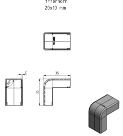 Ytterhörn för kabelkanal 20x10 mm