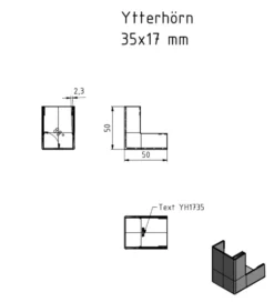 Ytterhörn för kabelkanal 35x17 mm